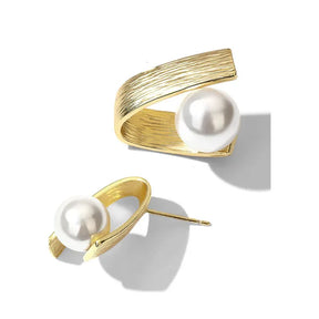 Geometric Irregularity Pearl Metal Earrings For Women