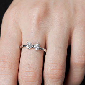 Diamond Heart Bow Ring