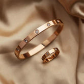 Minimalist Gold-Plated Bangle with Cubic Zirconia Inlays