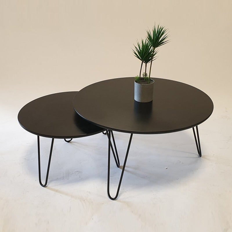 Tatami Round Living Lounge Center Side Hairpin Tables (Single Black)