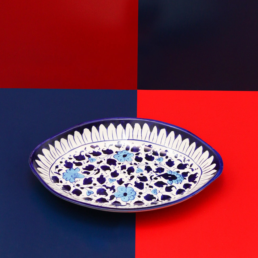 Ceramic Serving Oval Dish-blue pottery - Multani Art