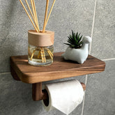 Wall Mounted Wooden Tissue Organizer Shelve