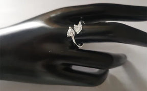 Crystal Heart Adjustable Ring